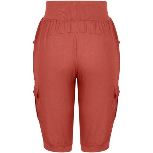 제네릭 Linen Pants Women 2024 Wed Leg Solid Color Drawstring Capri Pants Loose Fit Comfy Casual Summer Pants Lounge Trousers