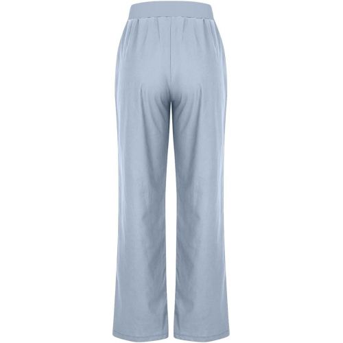 제네릭 Long Pants for Women Summer Casual Patchwork Elastic Waist Pant Solid Straight Wide Leg Long Trouser with Pockets