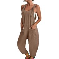 Jumpsuits for Women Casual Summer Rompers Sleeveless Loose Wide Leg Jumpsuits Rompers 2024 Vacation Beach Outfits