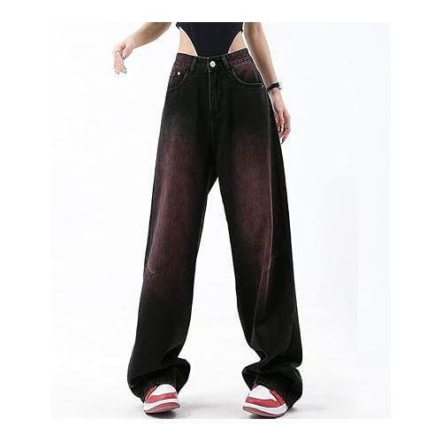 제네릭 Women's Modern Straight Jeans High Waisted Straight Ankle Stretch Wide-Leg Flared Jeans Casual Denim Pants