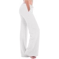 Womens Yoga Pants with Pockets Straight-Leg Loose Comfy Eyelet Drawstring Lounge Running Active Casual Sweatpants