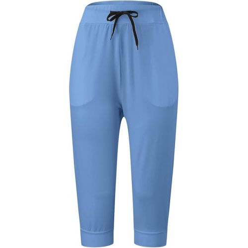 제네릭 Capri Pants for Women 2024 Summer Lightweight High Waisted Cropped Pants Wide Leg Trousers Cropped Pants with Pockets