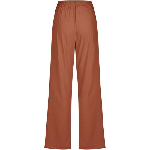 제네릭 Women's Cotton Linen Pants Drawstring Wide Leg Capri Palazzo Pants Casual Comfy Pant Trousers Work Casual