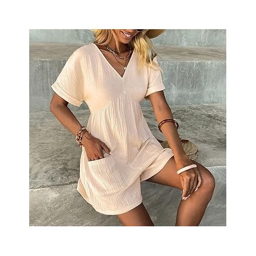 제네릭 Women's Casual Rompers Summer Outfits Shorts Pants Jumpsuit Jumpsuit Rompers with Pockets