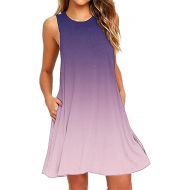 Summer Dresses for Women 2024 Oversized Crewneck Sleeveless Tank Tops Dress Trendy Print Casual Boho Beach Midi Sundress
