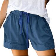 Women Denim Shorts Ripped Hem Frayed Stretchy Folded Hem Hot Short Jeans Cut Off Frayed Hem Casual