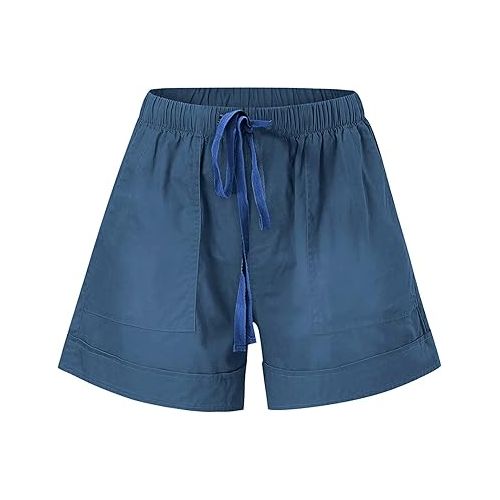 제네릭 Women Denim Shorts Ripped Hem Frayed Stretchy Folded Hem Hot Short Jeans Cut Off Frayed Hem Casual