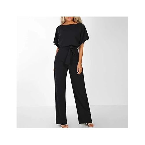 제네릭 Jumpsuits for Women Casual Jumpers One Piece Sleeveless Wide Leg Long Pant Wide Leg Jumpsuits Rompers with Pockets 2024