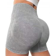 Women's High Waist Workout Shorts Butt Lifting Tummy Control Ruched Booty Smile Yoga Short Pants Sports Solid Color Pant