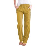 Women's Wide Leg Pants High Elastic Waisted in The Back Summer Casual Loose Palazzo Pants Trousers with Pockets