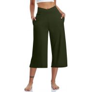 Capri Pants for Women Plus Size Straight Leg Yoga Capris Tummy Control Leggings Casual Loose Comfy Cropped Pants with Pockets