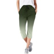 Womens Capri Pants Waisted Cropped Pants Casual Drawstring Hiking Jogger Pants Straight Wide Leg Cropped Trousers