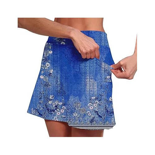 제네릭 Athletic Skirt Tennis Golf Shorts for Women 2024 Elastic Yoga Shorts Lightweight High Waist Vintage Print Joggers