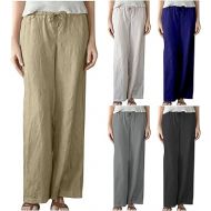 Wide Leg Palazzo Pants Women 2024 Plus Size Cotton Linen Drawstring Lounge Trousers Beach Vacation Summer Outfits