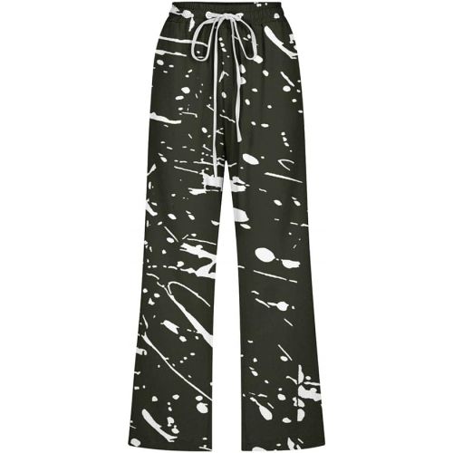 제네릭 Summer Pants for Women 2024 Capri Drawstring Elastic Waist Linen Pants Trendy Cropped Trousers with Pockets