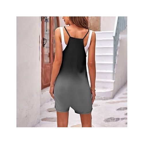 제네릭 Womens Rompers Casual Sleeveless Romper Loose One Piece Rompers Jumpsuit Beach Travel Vacation Outfits 2024