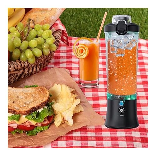 제네릭 Best 4Vi Portable Blender, Rechargeable Mini Blender For Shakes And Smoothies 20 Oz Mini Blender Cup with Travel and USB Rechargeable for Office, Gym, Kitchen BLACK