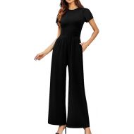 Women's Short Sleeve Jumpsuits One Piece Sleeveless Wide Leg Long Pant Long Pant Romper Jumpsuit Vacation Beach Outfits