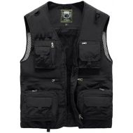 Breathable Mesh Zip Cargo Vest,Men's Multi-Pocket Quick Drying Tactical Vests,Outdoor Cargo Vest Full Zip Hiking Travel Vests