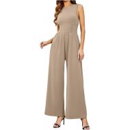 Jumpsuits for Women Casual Jumpers Sleeveless Spaghetti Strap Boho Sleeveless Casual Pants Rompers Rompers With Pockets