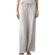 Summer Pants for Women 2024 Straight Wide Leg Drawstring Elastic Waist Cotton Linen Pants Spring Flowy Loose Fit Trousers