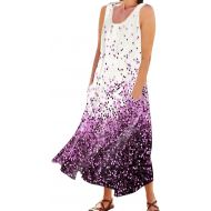 FlowyDresses for Women 2024 Cute Beach Sleeveless Tank Dress with Pockets Cotton Linen Summer Casual Floral Long Dress