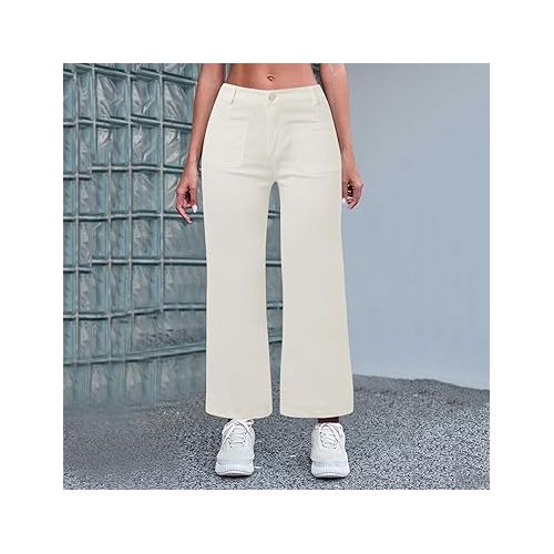 제네릭 Women's Modern Straight Jeans Luscious Curvy Bootcut Casual Straight Leg Jeans Destroyed Denim Plus Size Pants