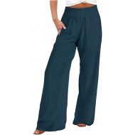 Wide Leg Pants Woman,2024 High Waist Casual Long Palazzo Pants Loose Business Work Office Trousers with Pockets S-3XL