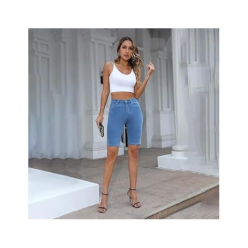 제네릭 Womens Short 2024 Spring Fashion Baggy Trendy Short Pants Elastic Waist Pocketed Shorts with Pockets