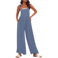 Women's Summer Wide Leg Linen Jumpsuits Wide Leg Linen Jumpsuits Dressy V Neck Wide Leg Jumpsuits Rompers With Pockets