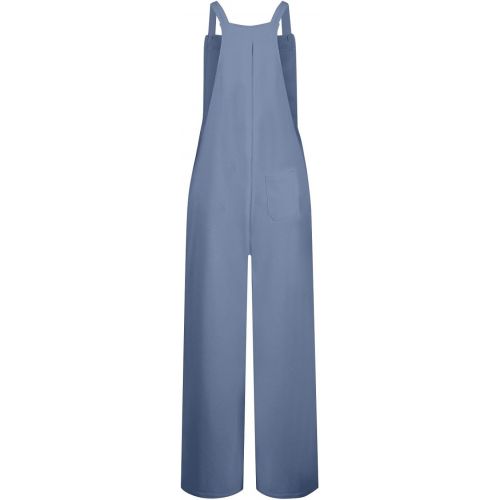 제네릭 Women's Summer Wide Leg Linen Jumpsuits Wide Leg Linen Jumpsuits Dressy V Neck Wide Leg Jumpsuits Rompers With Pockets