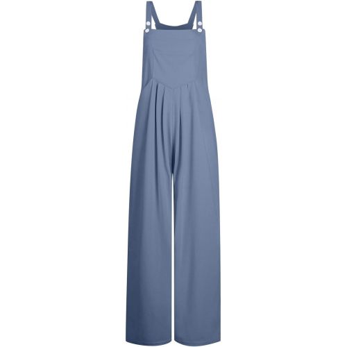 제네릭 Women's Summer Wide Leg Linen Jumpsuits Wide Leg Linen Jumpsuits Dressy V Neck Wide Leg Jumpsuits Rompers With Pockets