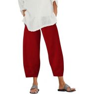 Women's Linen Pants Drawstring Wide Leg Capri Palazzo Pants Casual Summer Capri Long Trousers with Removable Belt