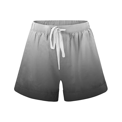 제네릭 Shorts for Women Summer Casual Comfy Hiking Outdoor Lounge Shorts Relaxed Fit High Waist Drawstring Shorts