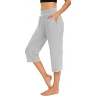 Capri Pants for Women Yoga Trendy Loose Comfy High Waisted Sweatpants Summer Breathable Athletic Wide Leg Capris with Pockets