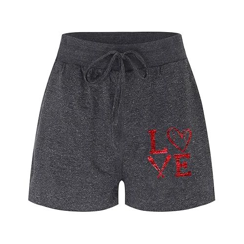 제네릭 Womens Short 2024 Summer Plus Size Baggy Trendy Short Pants Elastic Waist Drawstring Trendy Lounge Clothes