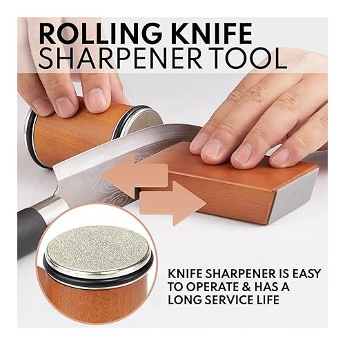 제네릭 Premium Rolling Knife Sharpener Tool for Kitchen and Chef Knives - Industrial Diamond Stone Set & Ceramic Discs - Dual Grinding Angles 15° and 20° - for All Steel Hardness - Countertop Kitchen Kit