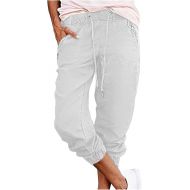 Capri Pants for Women with Pockets Trendy Drawstring Elastic Tapered Pants Casual High Waisted Summer Lounge Pant