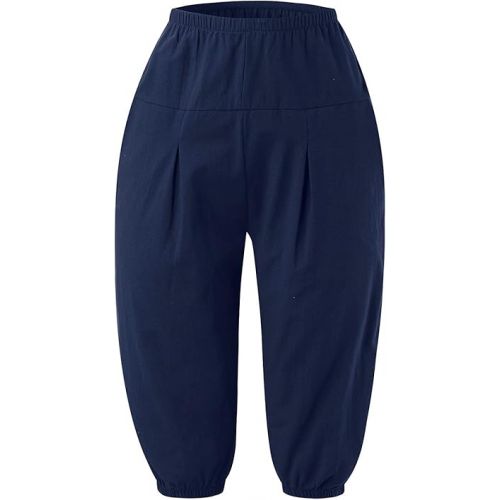 제네릭 Cargo Pants for Women Business Work Casual Pants Elastic Waist Casual Palazzo Pants Lounge Trousers