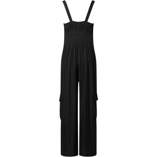 제네릭 Women's Summer Wide Leg Linen Jumpsuits One Piece Wide Leg Rompers Dressy 2024 Trendy Outfits Clothes with Pockets 2024