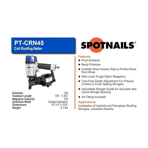 제네릭 SPOTNAILS .120 Dia. Coil Roofing Nailer (7/8” - 1-3/4”)