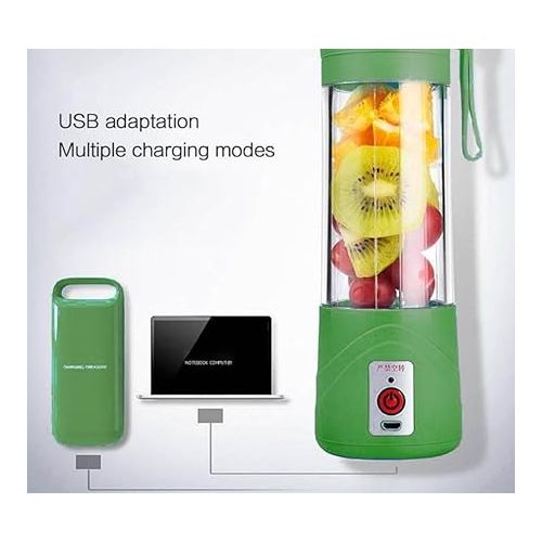 제네릭 Portable Blender USB Rechargeable Best Personal Blender for Shakes and Smoothies, with 4 Ultra-sharp Blades for Travel, Office & Sports (Green)