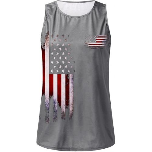 제네릭 American Flag Graphic Tees Memorial Day Shirts for Women 2024 Sleeveless Tank Tops Trendy Dressy Blouse Casual Tunic Clothes