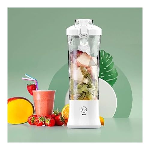 제네릭 Best 4Vi Portable Blender, Rechargeable Mini Blender For Shakes And Smoothies 20 Oz Mini Blender Cup with Travel and USB Rechargeable for Office, Gym, Kitchen WHITE