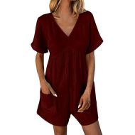 Women's Casual Rompers Summer Outfits Shorts One Piece Rompers Jumpsuit Jumpsuit Rompers with Pockets