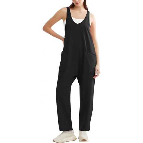 제네릭 Jumpsuits for Women Casual Jumpers Wide Leg Linen Jumpsuit Romper Dressy Trendy Outfits Clothes Rompers With Pockets