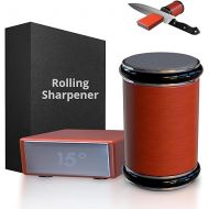 Rolling Knife Sharpener Elebe, Fancy and Accurate Dispenser Kit with Wheels Knife Sharpener Stainless Steel, Wood Color Sharpening Angles 15/20
