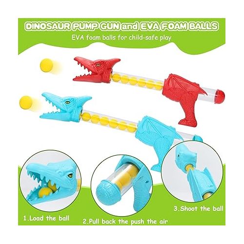 제네릭 Dinosaur Toys Movable Shooting Games for Kids 5-7 with 2 Pump Guns 48 Foam Balls Shooting Target Toys 2 Players Auto Scoring Toy for Outdoor Indoor Party Favors Competition Birthday