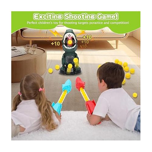 제네릭 Dinosaur Toys Movable Shooting Games for Kids 5-7 with 2 Pump Guns 48 Foam Balls Shooting Target Toys 2 Players Auto Scoring Toy for Outdoor Indoor Party Favors Competition Birthday