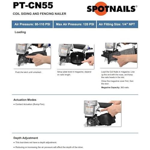 제네릭 SPOTNAILS .083 - .092 Dia. Coil Pallet & Siding Nailer (1” - 2-1/4”)